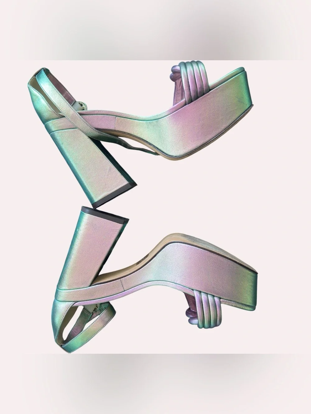 ALEXANDRE BIRMAN Vicky Metallic Knot Platform Sandals Size 37.5
